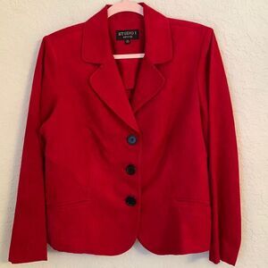 STUDIO 1  Womens Moroon Velour Blazer. Size 14P